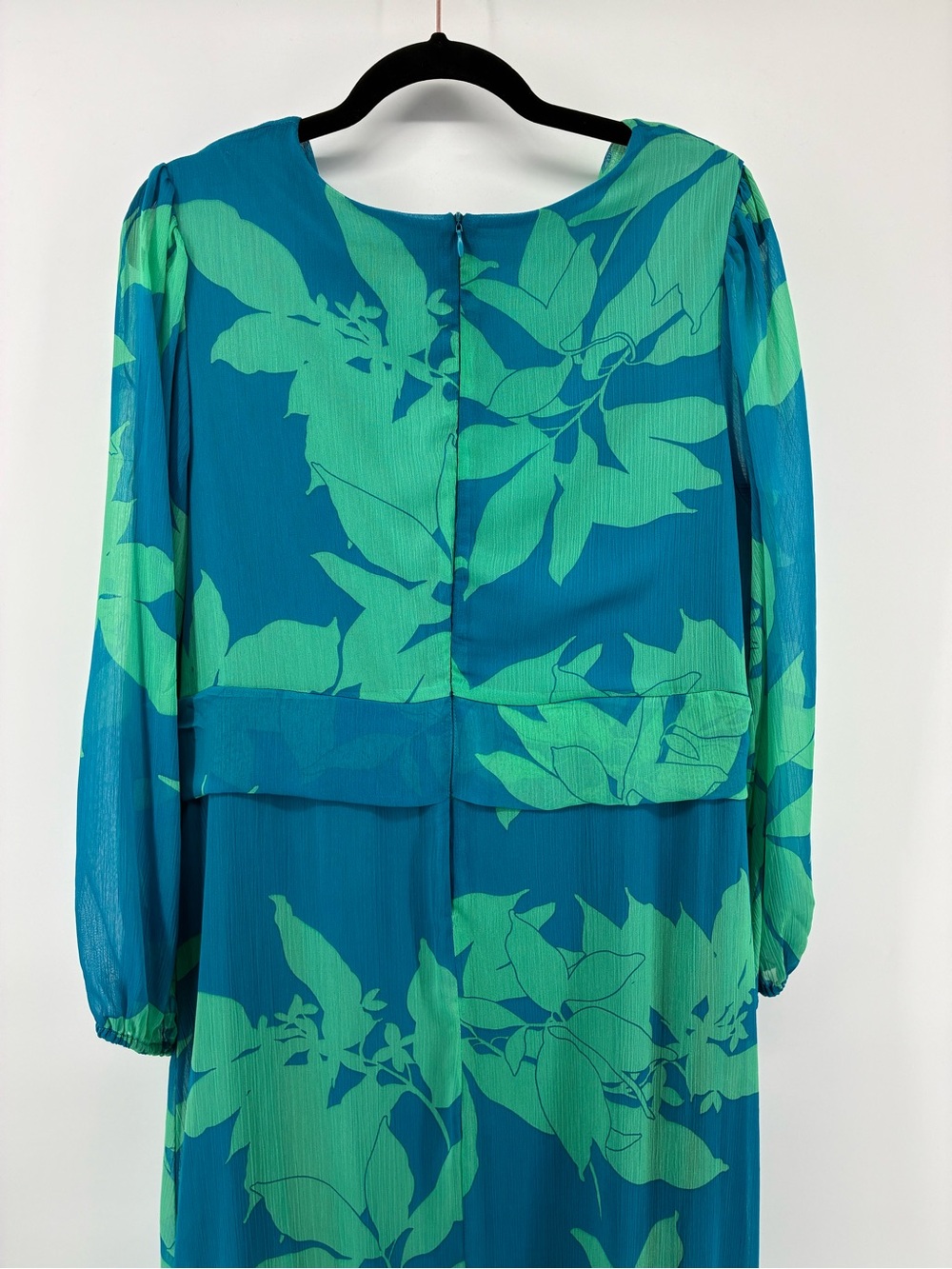 Maison Tara Tropical Long Sleeve V-Neck Knot Front Empire Waist Maxi Dress - Picture 10 of 10